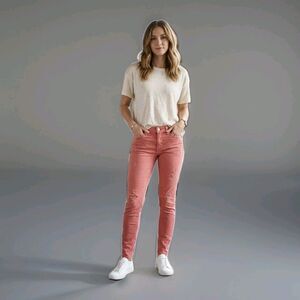 Hudson Jeans Pants Women Sise 27 Pink Skinny USA Distressed 5-Pocket Zip
